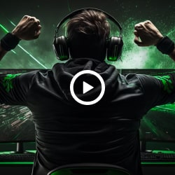 Playing a game with headphones on